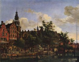 Veduta di Oudezijds Voorburgwal con la Oude Kerk di Amsterdam Veduta di Oudezijds Voorburgwal con la Oude Kerk di Amsterdam