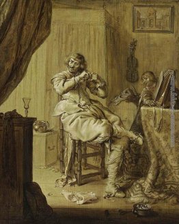 Un Cavaliere al suo tavolo della toilette Un Cavaliere al suo tavolo della toilette