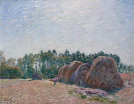 Mucchi di fieno a Moret Morning Light Mucchi di fieno a Moret Morning Light