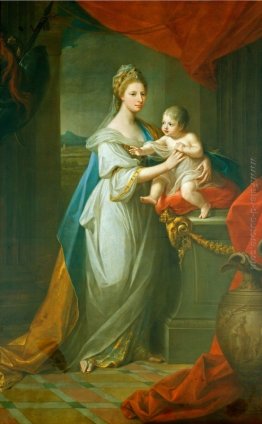 Ritratto di Augusta di Hannover con il suo primo figlio nato Kar Ritratto di Augusta di Hannover con il suo primo figlio nato Kar