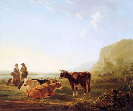 Paesaggio con le mucche di riposo Paesaggio con le mucche di riposo