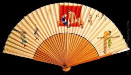 Fan dipinto dall'artista a Parigi Fan dipinto dall'artista a Parigi