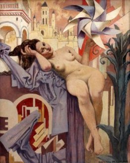 Nu assis au drapé et au moulin à vent Nu assis au drapé et au moulin à vent