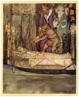 La barca con il Maid morti di Astolat prima che il palazzo di We La barca con il Maid morti di Astolat prima che il palazzo di We
