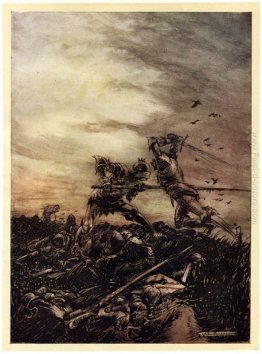 La lotta tra Re Artù e Modred La lotta tra Re Artù e Modred