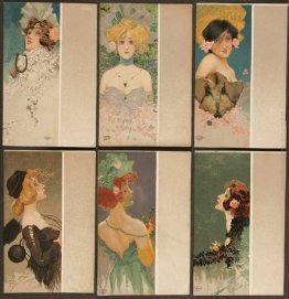 Ritratto di ragazze con bordo grigio Ritratto di ragazze con bordo grigio