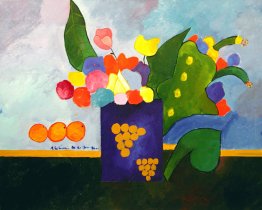 Vaso con fiori e frutta Vaso con fiori e frutta