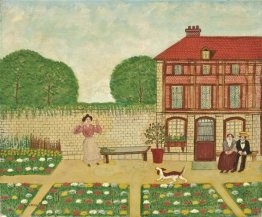 Trois personnages avec un chien Trois personnages avec un chien