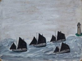 Quattro barche da un faro Quattro barche da un faro