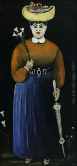 Donna con fiori e parasole Donna con fiori e parasole