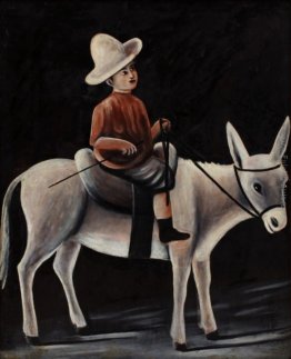 Un ragazzo su un asino Un ragazzo su un asino