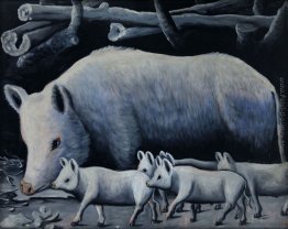 Scrofa bianca con suinetti Scrofa bianca con suinetti