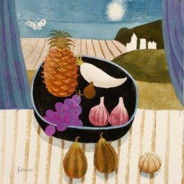 Natura morta con ananas e la farfalla Natura morta con ananas e la farfalla