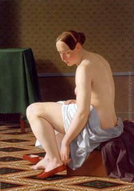 Donna Nuda mettere le pantofole Donna Nuda mettere le pantofole