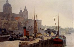 Una Vista Del Amsterdam con la Chiesa di San Nicolaas Una Vista Del Amsterdam con la Chiesa di San Nicolaas