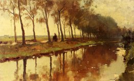Una Contadina su di un tracciato lungo un canale Una Contadina su di un tracciato lungo un canale