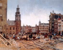 Lavori in corso su Muntplein Ad Amsterdam Lavori in corso su Muntplein Ad Amsterdam