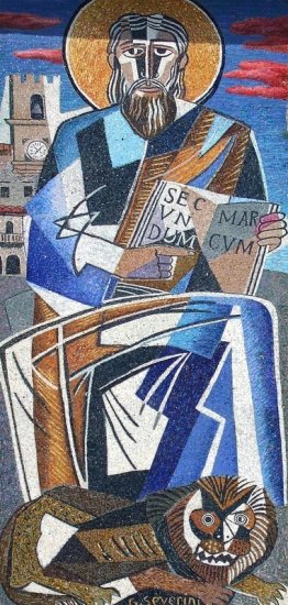 Mosaico presso la Chiesa di San Marco, Cortona, Italia Mosaico presso la Chiesa di San Marco, Cortona, Italia