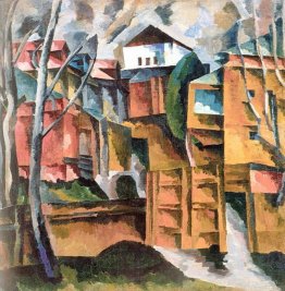 Paesaggio con la casa bianca e il cancello giallo Paesaggio con la casa bianca e il cancello giallo