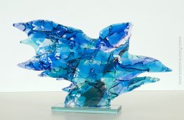 Blue Bird - in vetro fusione di arte - astratta scultura in vetr Blue Bird - in vetro fusione di arte - astratta scultura in vetr
