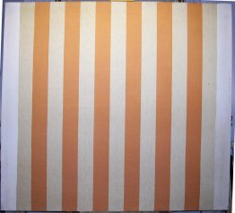 Peinture acrylique blanche sur tissu rayé blanc et arancione Peinture acrylique blanche sur tissu rayé blanc et arancione