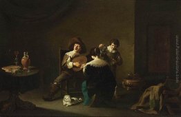 Interni con un gentiluomo che suona il liuto e un canto Lady Interni con un gentiluomo che suona il liuto e un canto Lady