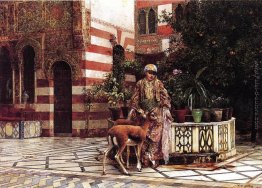 Ragazza in un moresco cortile Ragazza in un moresco cortile