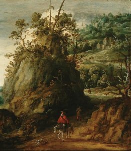 Paesaggio montuoso con viaggiatore Paesaggio montuoso con viaggiatore