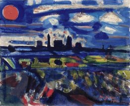 Paesaggio notturno con il Gas Plant Schlieren Paesaggio notturno con il Gas Plant Schlieren