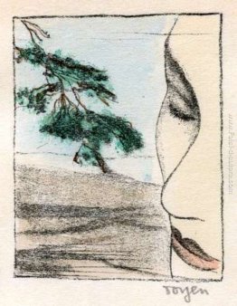 Un profilo Ragazza con un ramo Un profilo Ragazza con un ramo