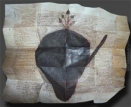 Visione post-modernista di manoscritto miniato medievale Visione post-modernista di manoscritto miniato medievale