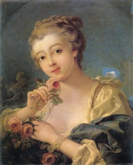 Giovane donna con un mazzo di rose Giovane donna con un mazzo di rose