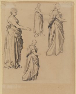 Quattro studi di figura femminile panneggiata Quattro studi di figura femminile panneggiata
