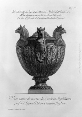 Vaso con antichi grifoni in marmo e nervature Vaso con antichi grifoni in marmo e nervature