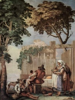 Famiglia contadina a tavola, dalla Camera di scene campestri, ne Famiglia contadina a tavola, dalla Camera di scene campestri, ne
