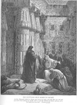 Gli Egiziani Chiedi a Mosè di Partenza Gli Egiziani Chiedi a Mosè di Partenza