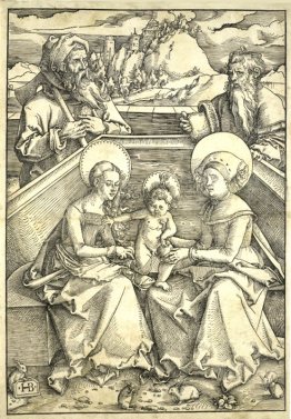 La Sacra Famiglia con sant'Anna e san Gioacchino Gravure sur boi La Sacra Famiglia con sant'Anna e san Gioacchino Gravure sur boi