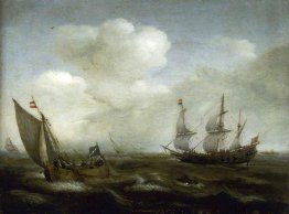 Una nave olandese e un Kaag in una fresca brezza Una nave olandese e un Kaag in una fresca brezza