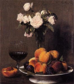 Natura morta con rose, frutta e un bicchiere di vino Natura morta con rose, frutta e un bicchiere di vino