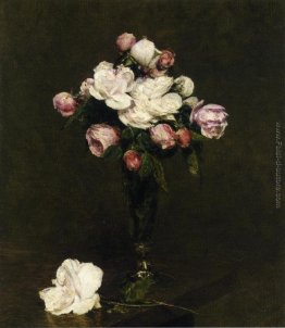 Rose bianche e rose in un bicchiere Footed Rose bianche e rose in un bicchiere Footed