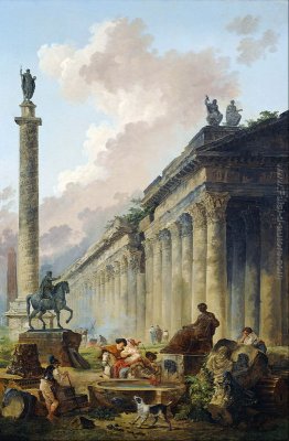 Immaginario Veduta di Roma con Statua equestre di Marco Aurelio, Immaginario Veduta di Roma con Statua equestre di Marco Aurelio,
