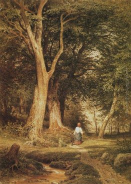 Una donna con un bambino nella foresta Una donna con un bambino nella foresta