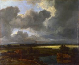 Weite Landschaft mit zerst?rten Befestigungsanlagen und einer Ki Weite Landschaft mit zerst?rten Befestigungsanlagen und einer Ki