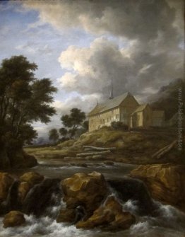 Paesaggio con una chiesa da un torrente Paesaggio con una chiesa da un torrente