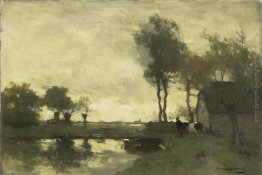 Paesaggio con un laghetto agricola Paesaggio con un laghetto agricola