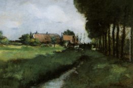 Paesaggio con case e Stream Paesaggio con case e Stream