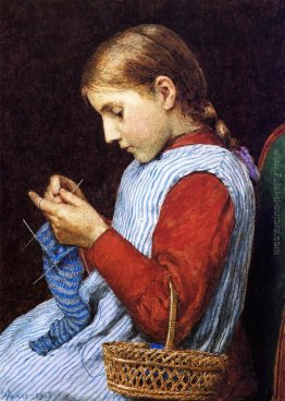 Ragazza che lavora a maglia Ragazza che lavora a maglia