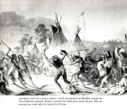 Assiniboin e Cree guerrieri attaccano Blackfeet Assiniboin e Cree guerrieri attaccano Blackfeet