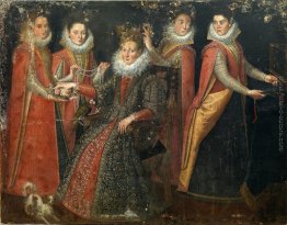 Ritratto di cinque donne con un cane e un pappagallo Ritratto di cinque donne con un cane e un pappagallo