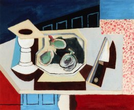 Natura morta con melograni e coltello su un pedistal Natura morta con melograni e coltello su un pedistal